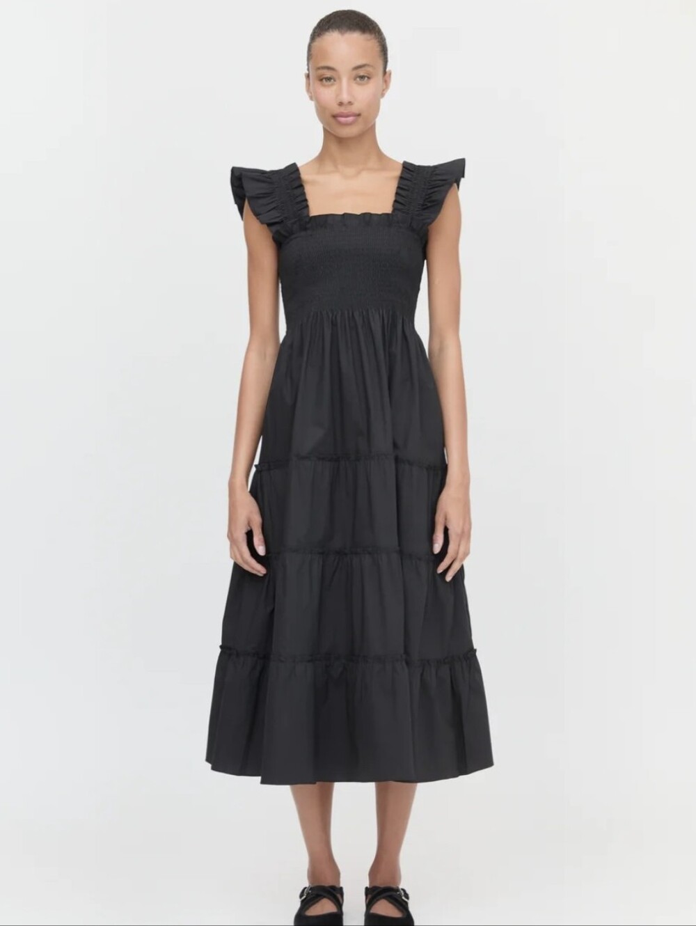 Hill House Home Ellie black poplin Nap midi dress